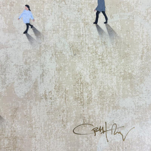 Craig Alan, "Fragments (Populous)" Framed Original Mixed Media on Vintage Wallpaper, Hand Signed with Letter of Authenticity.
