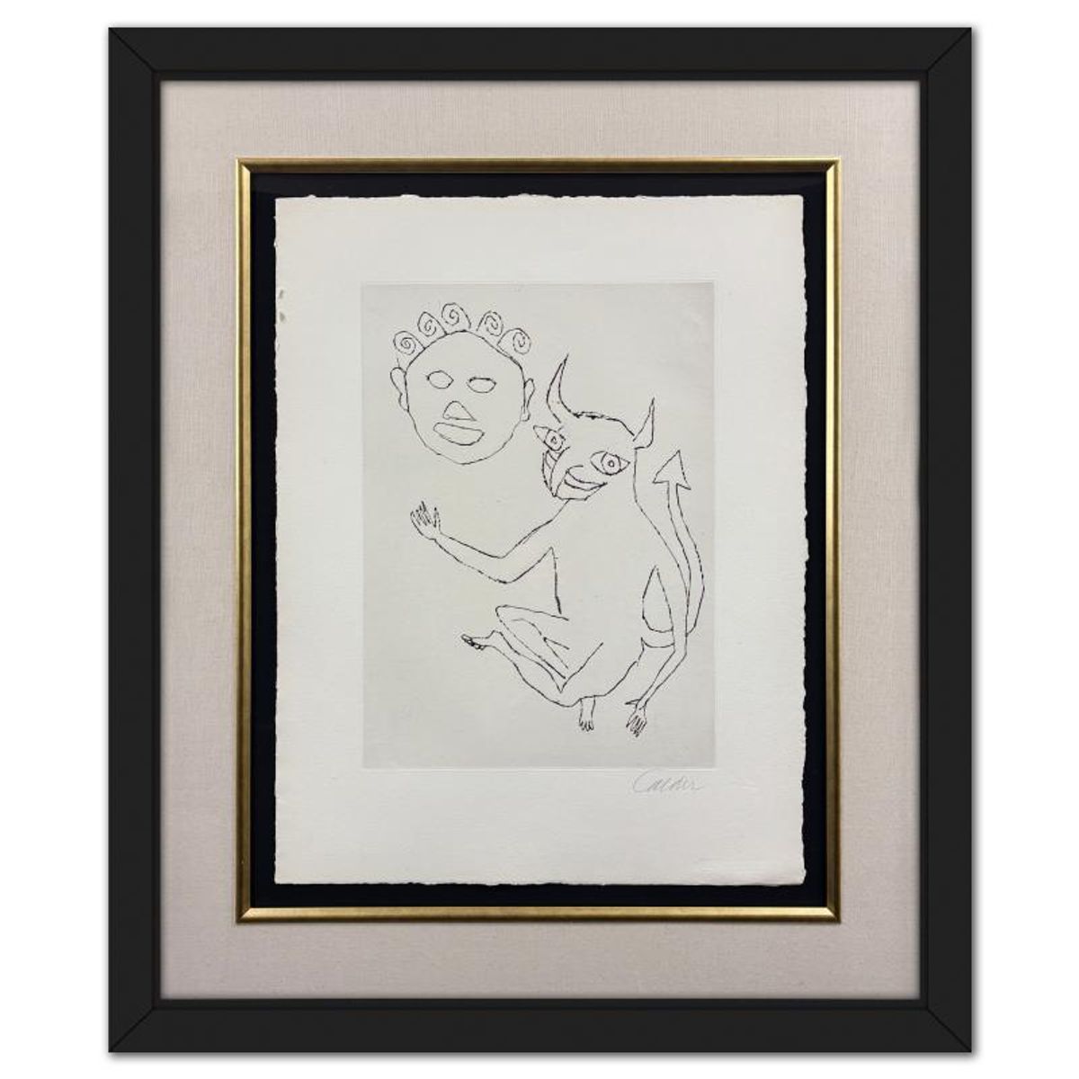 Alexander Calder (1898-1976), Framed Etching, Hand Signed from the "Santa Claus" Portfolio with Letter of Authenticity.