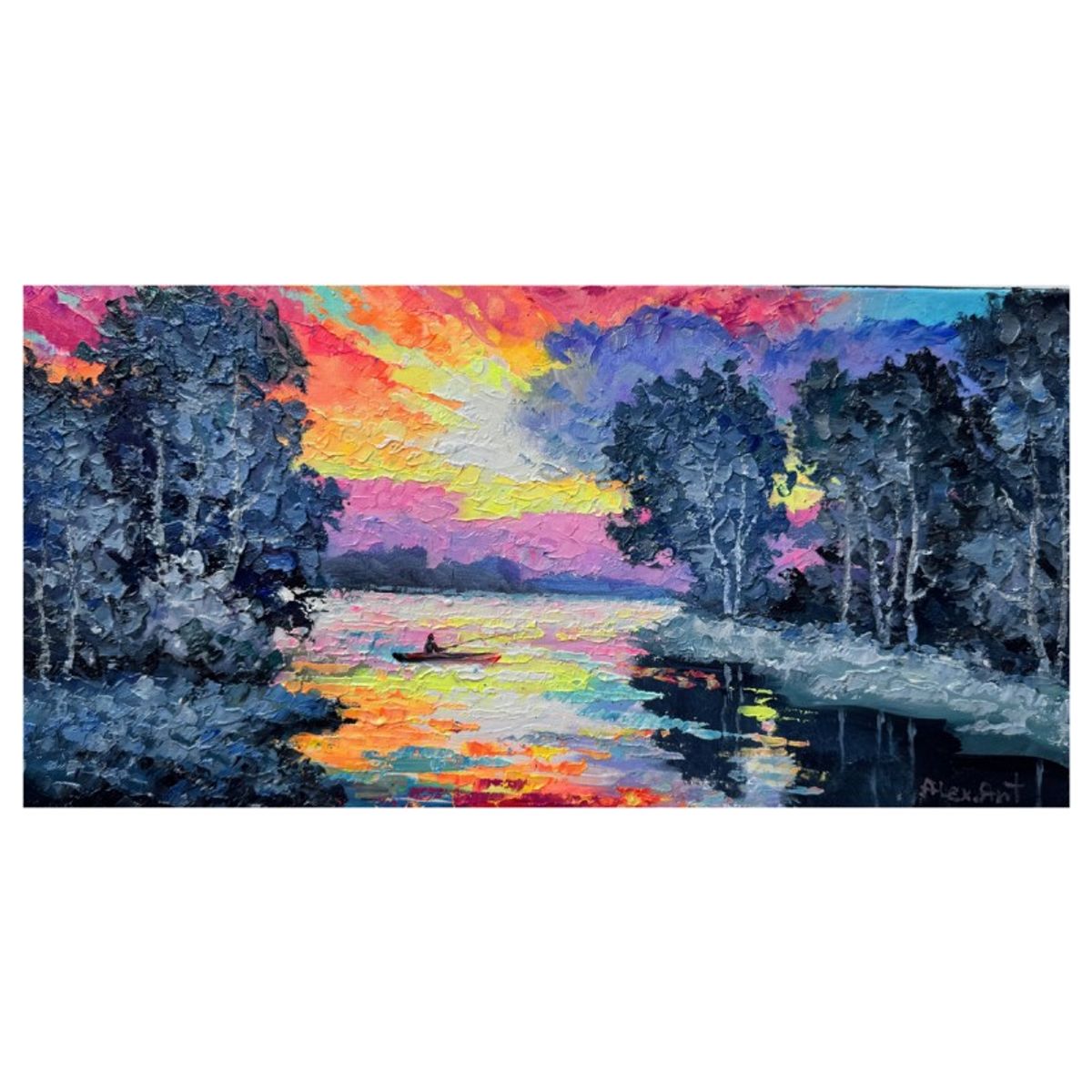Alexander Antanenka, "Reflection Of Sunset" Hand Signed Original Painting on Canvas with Letter of Authenticity.