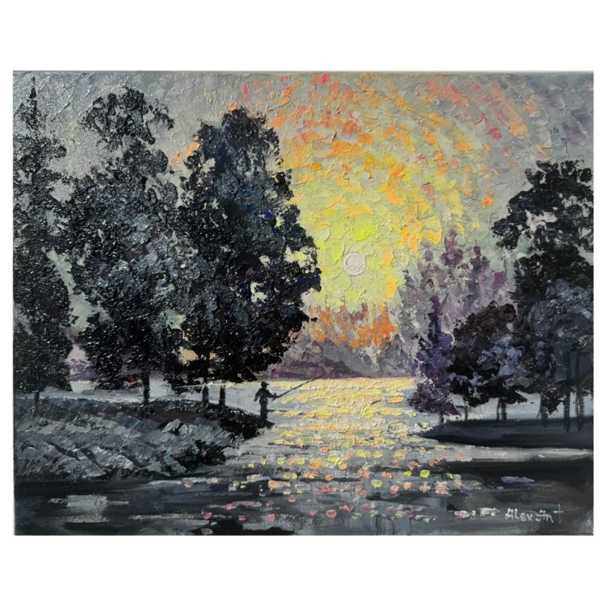 Alexander Antanenka, "Moonlight" Hand Signed Original Painting on Canvas with Letter of Authenticity.