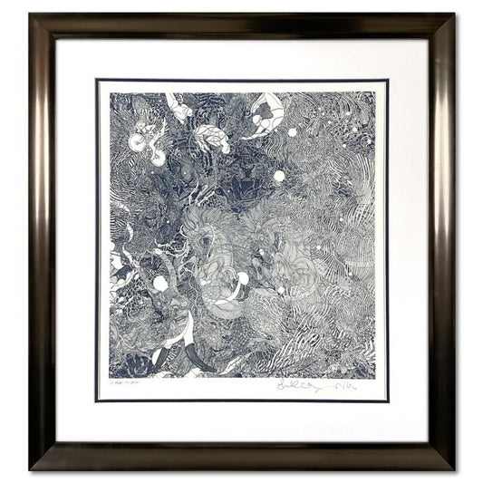 Guillaume Azoulay, "Le Circue (Blue)" Framed Limited Edition Etching, Numbered 1/1 and Hand Signed with Letter of Authenticity.