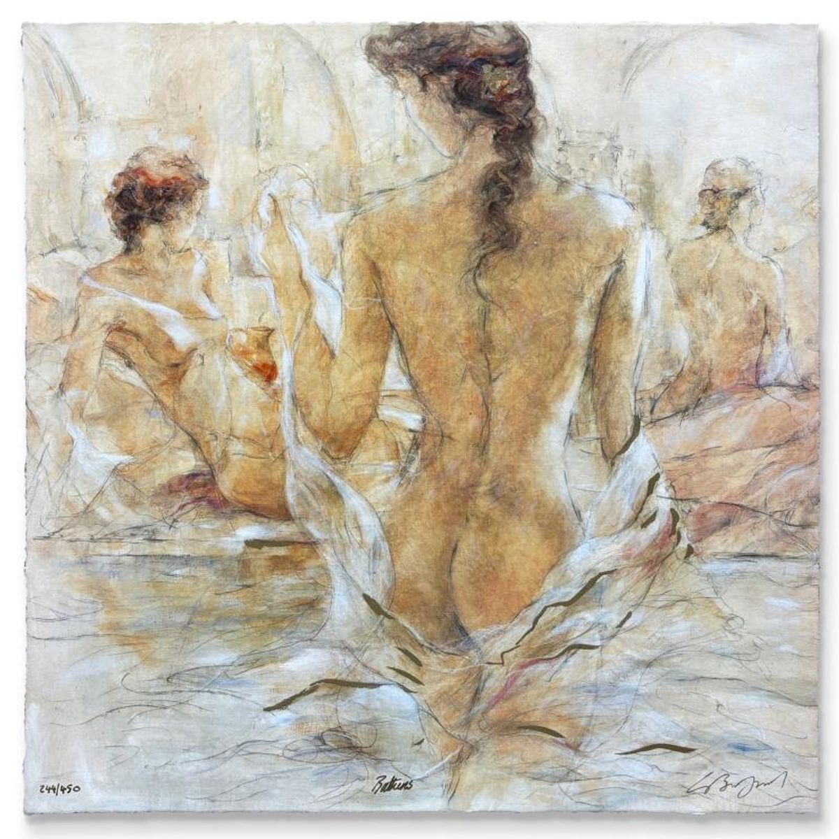 Gary Benfield, "Bathers" Limited Edition Serigraph, Numbered 244/450 and Hand Signed with Certificate of Authenticity.