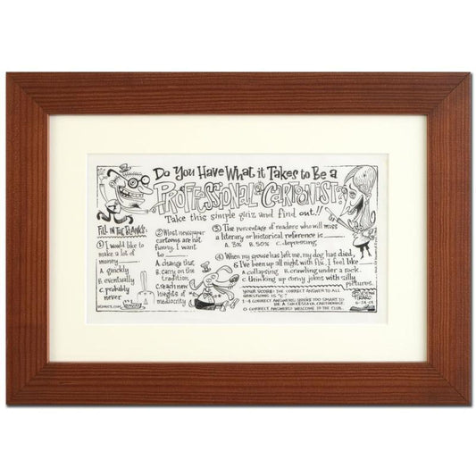 Bizarro, "Professional Cartoonist" is a Framed Original Pen & Ink Drawing by Dan Piraro, Hand Signed by the Artist with COA!