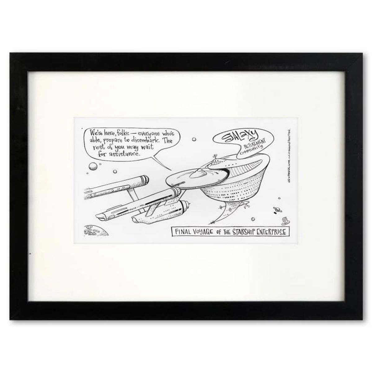 Bizarro, "Final Voyage" is a Framed Original Pen & Ink Drawing by Dan Piraro, Hand Signed with Letter of Authenticity.