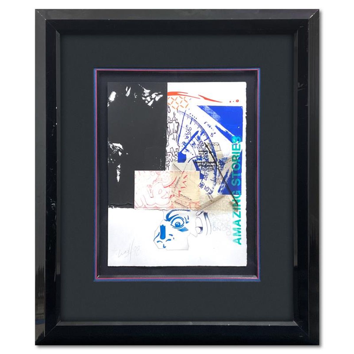 Crash, Framed Multilayer Collage and Mixed Media Original, Dated 1993 and Hand Signed with Letter of Authenticity.