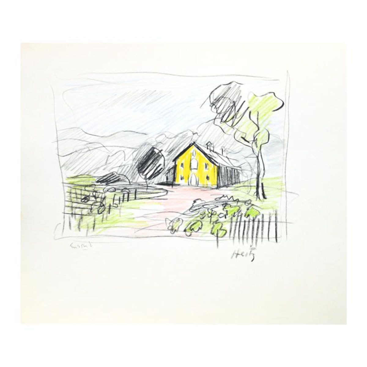 Wayne Ensrud, "Heitz Cellars, Napa Valley" Pencil Original Artwork; Hand Signed; COA