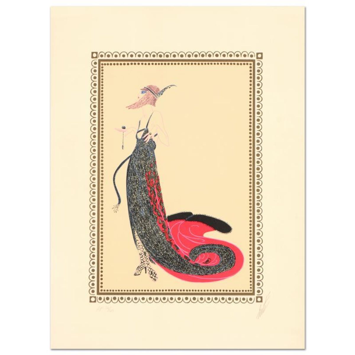 Erte (1892-1990), "Black Magic" Hand Signed Limited Edition Serigraph, Numbered AP 32/60 with Certificate of Authenticity.