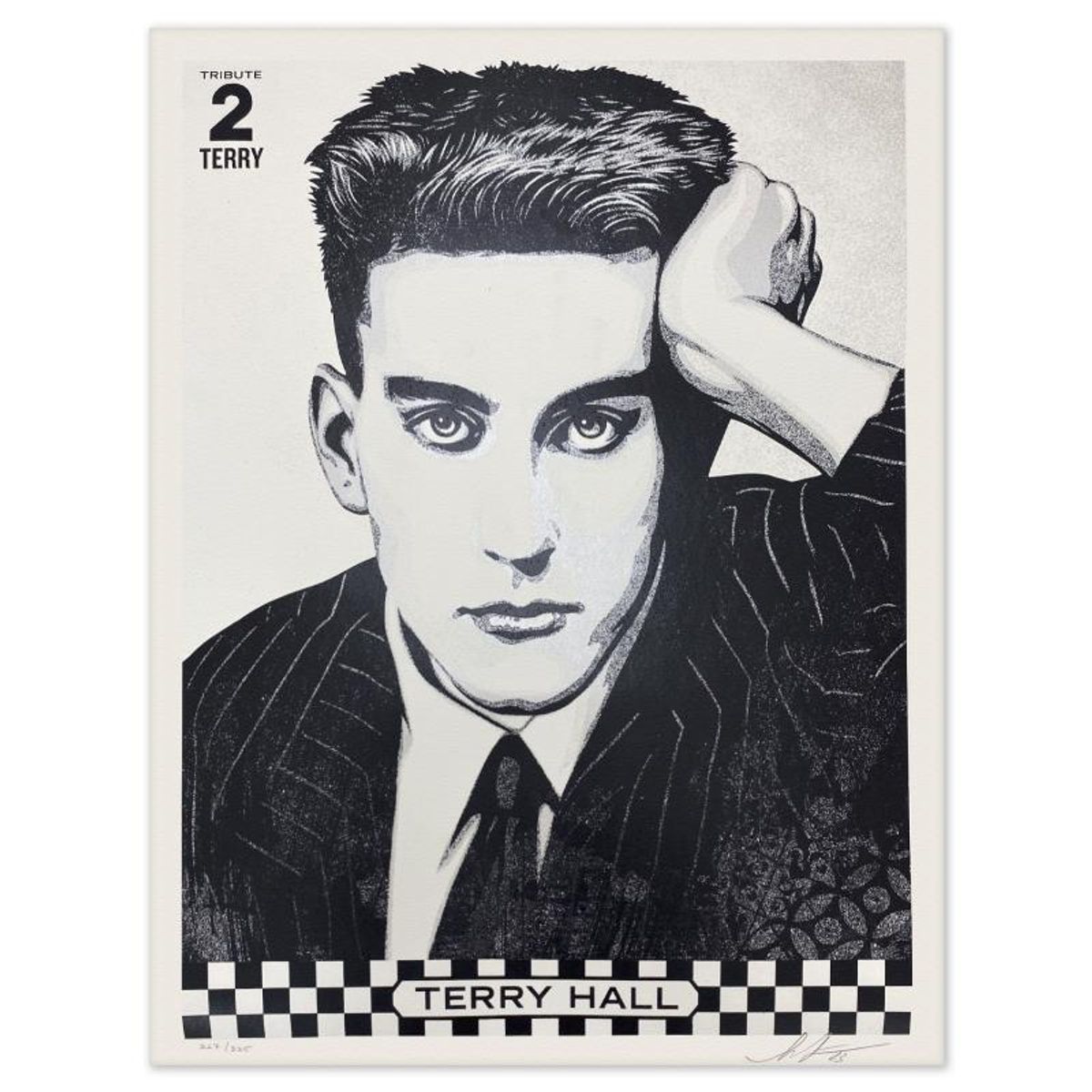 Shepard Fairey, "Terry Hall Tribute" Limited Edition Screen Print, Numbered 267/325 and Hand Signed with Letter of Authenticity.