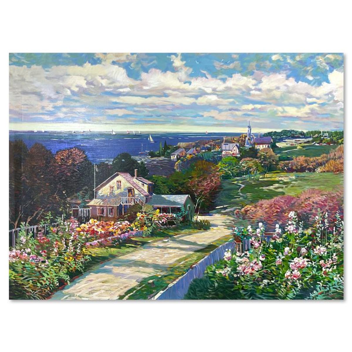 Ming Feng, "Seaside Vista" Limited Edition Printer's Proof on Canvas, Numbered 21/21 and Hand Signed with Letter of Authenticity.