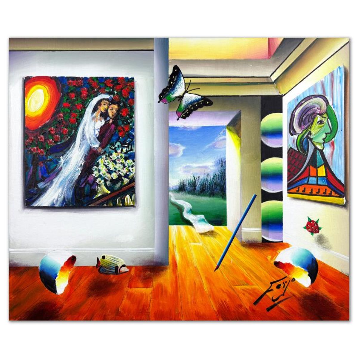 Ferjo, Original Acrylic Painting on Canvas, Hand Signed with Letter of Authenticity.