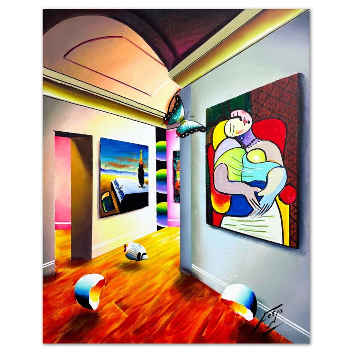 Ferjo, Hand Signed Original Painting on Canvas with Letter of Authenticity.