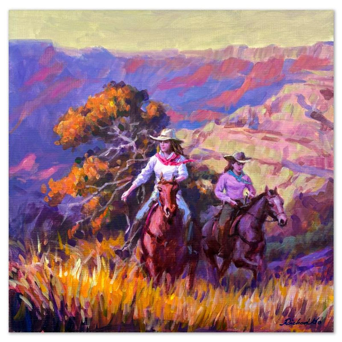 Richard Ho, "In Arizona" Original Acrylic Painting on Canvas, Hand Signed with Letter of Authenticity.