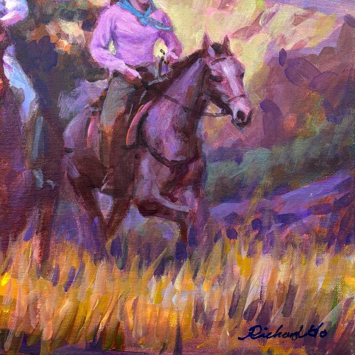 Richard Ho, "In Arizona" Original Acrylic Painting on Canvas, Hand Signed with Letter of Authenticity.