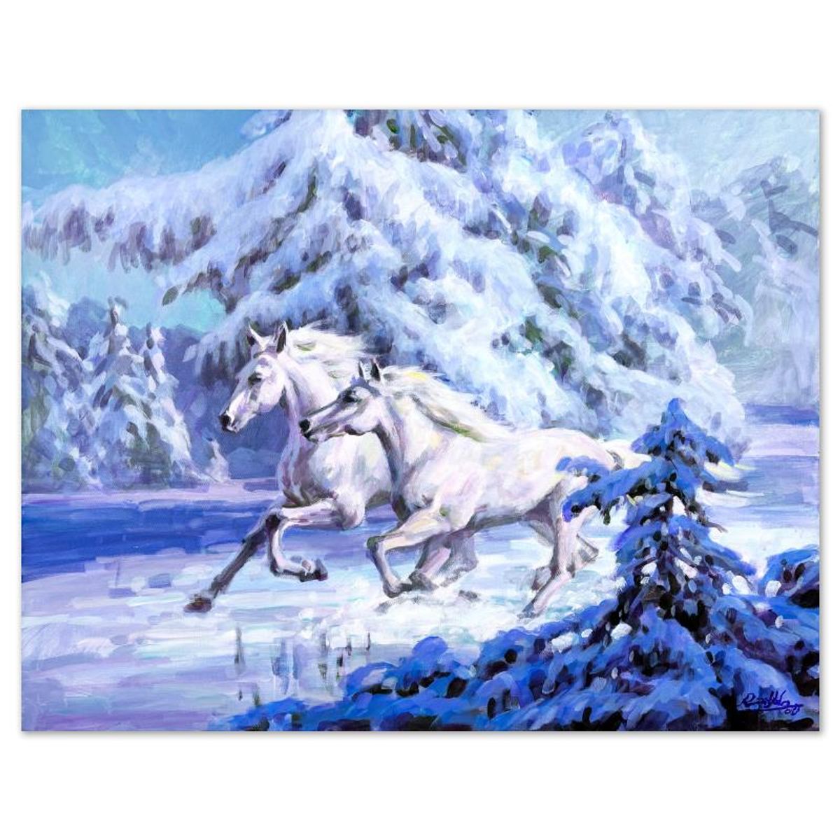 Richard Ho, "White on White" Original Acrylic Painting on Canvas, Hand Signed with Letter of Authenticity.