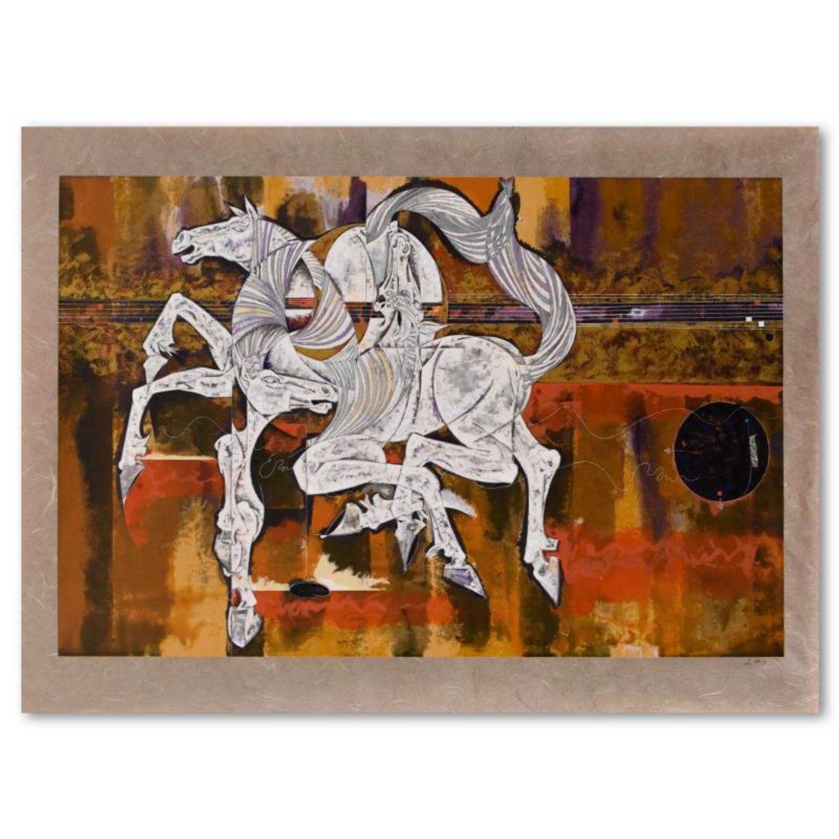 Lu Hong, "Equus" Limited Edition Serigraph on Rice Paper, Numbered and Hand Signed with Letter of Authenticity