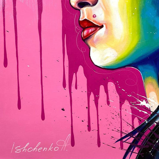 Alexander Ishchenko, "Amy Winehouse" Original Acrylic Painting on Canvas, Hand Signed with Letter Authenticity.