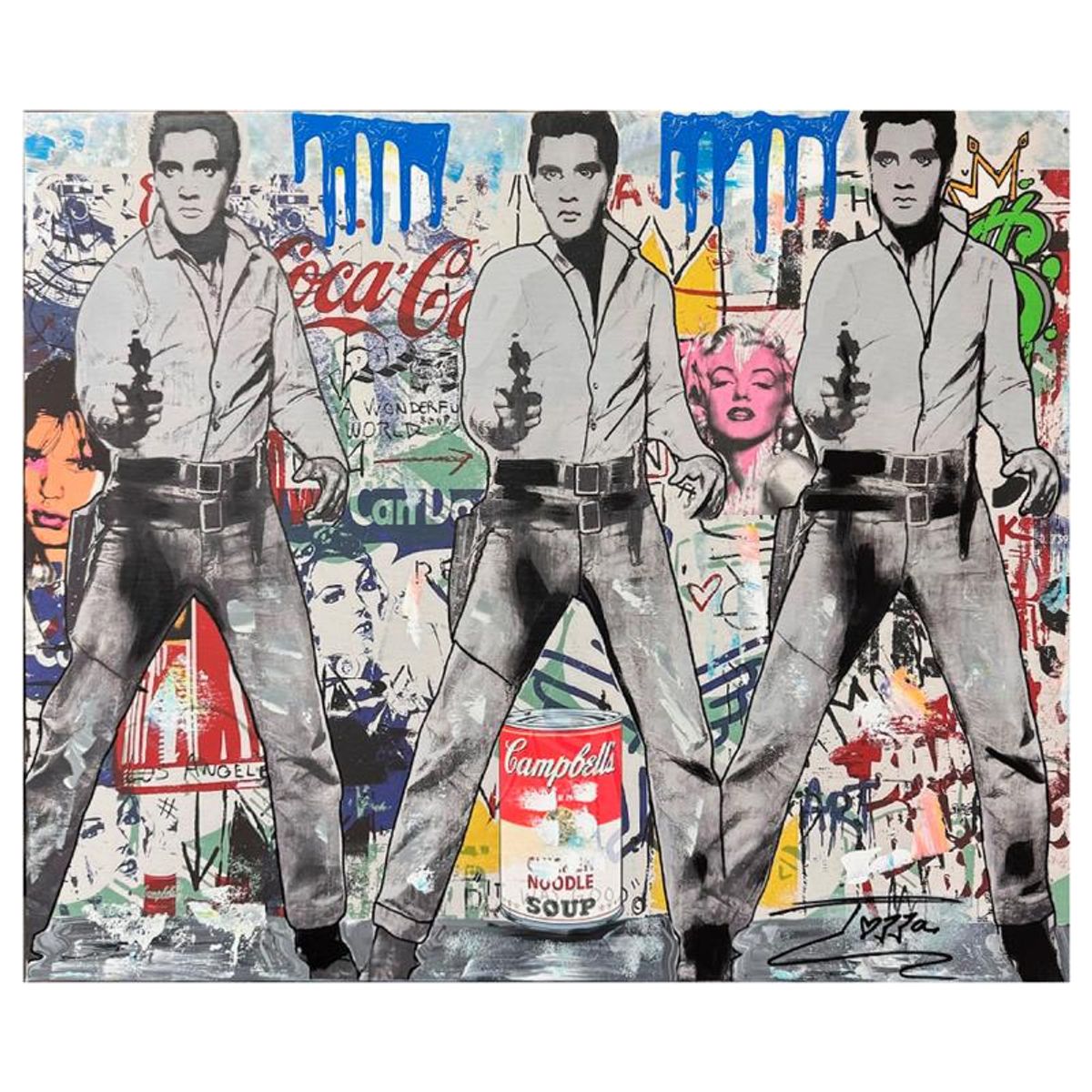 Jozza, "Bang Bang" Unique Mixed Media on Canvas, Hand Signed Inverso with Letter of Authenticity.