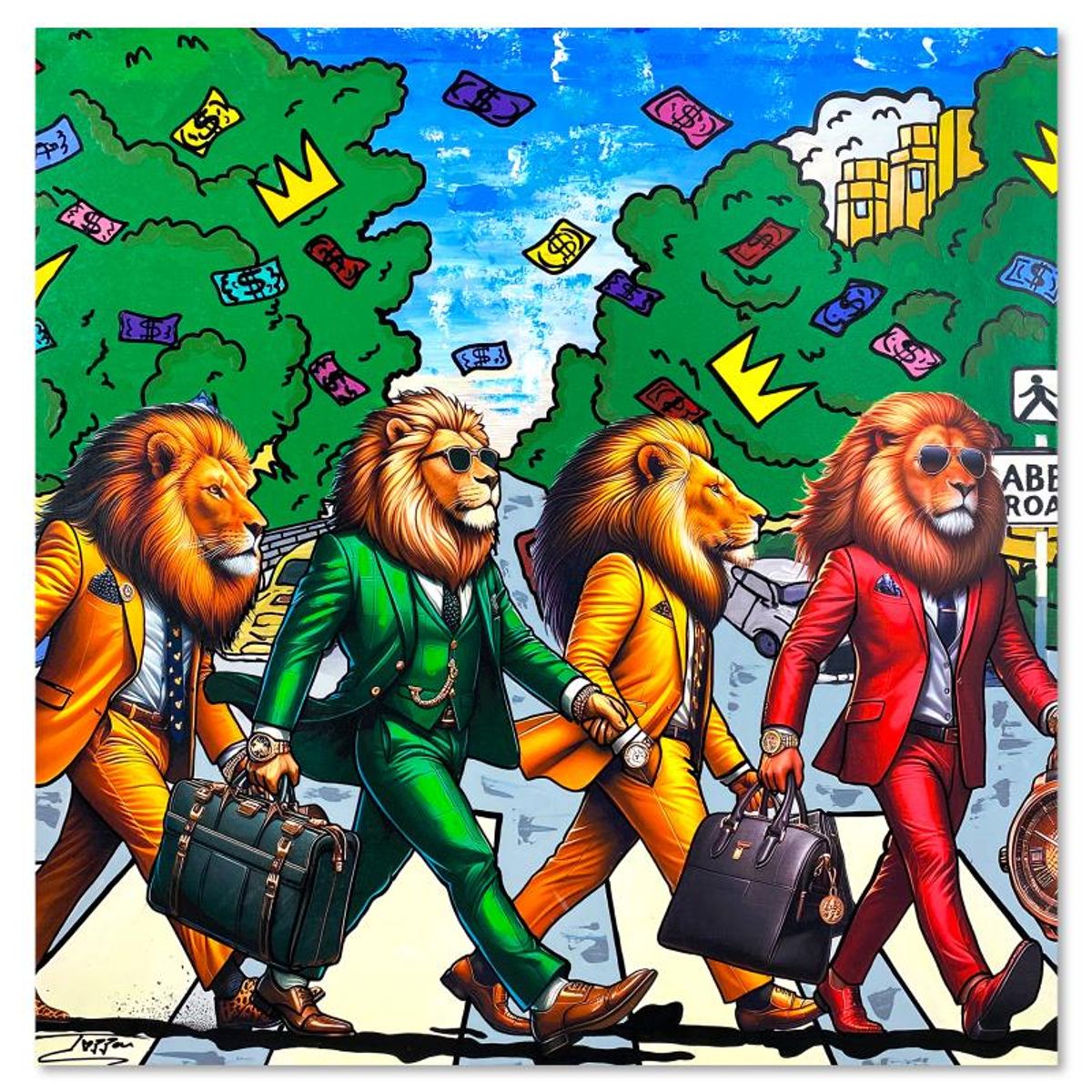 Jozza, "Abbey Road" Unique Mixed Media on Canvas, Hand Signed with Letter of Authenticity.