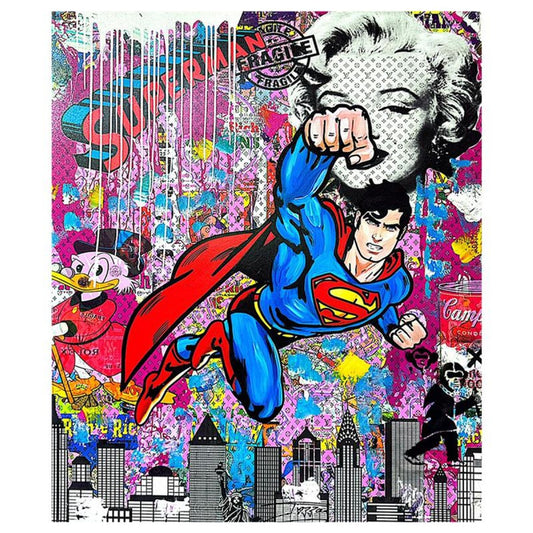 Jozza, "King of New York" Unique Mixed Media on Canvas, Hand Signed Inverso with Letter of Authenticity.