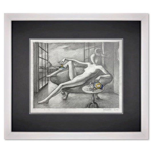 Mark Kostabi, "An Abundance of Peace" Framed Original Mixed Media Drawing on Paper, Hand Signed with Certificate of Authenticity