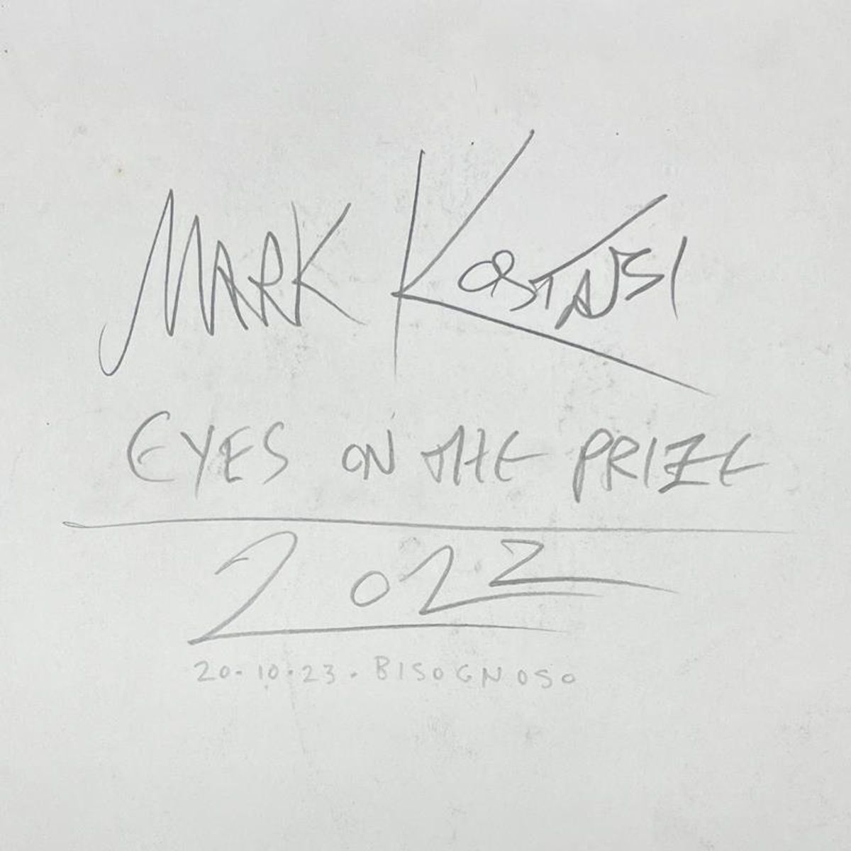Mark Kostabi, "Eyes on the Prize" Framed Original Drawing on Paper, Hand Signed with Certificate of Authenticity.