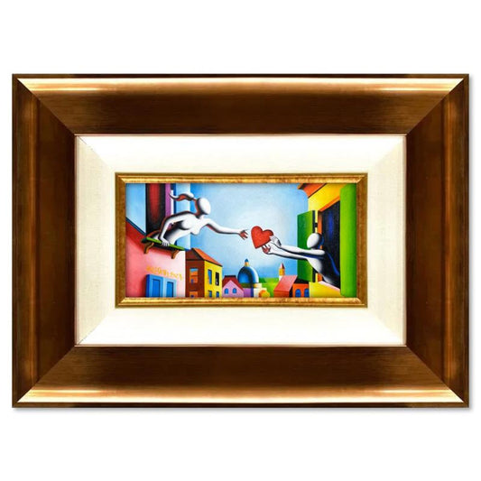 Mark Kostabi, "No Matter What" Framed Original Oil Painting on Canvas, Hand Signed with a Certificate of Authenticity.