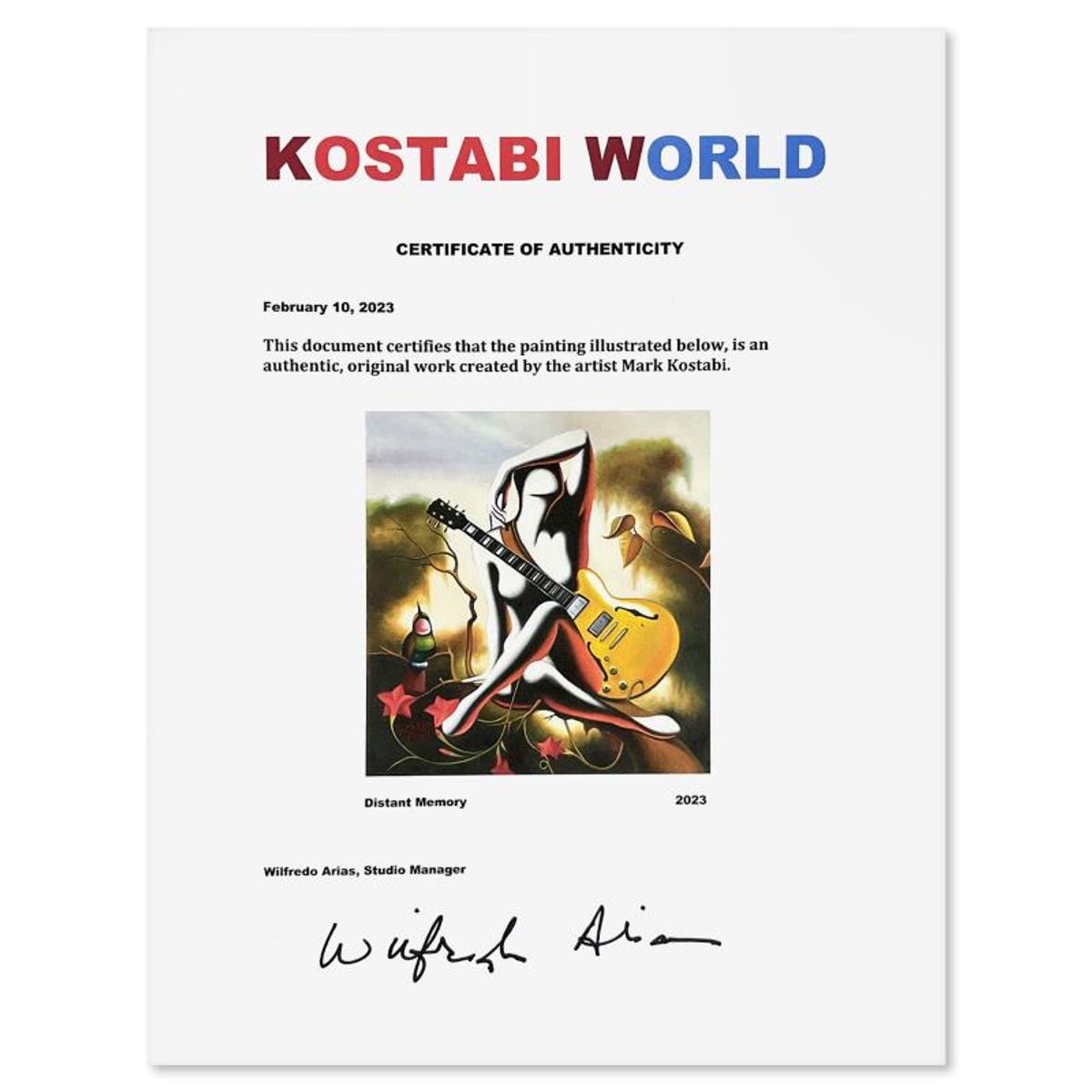 Mark Kostabi, "Distant Memory" Framed Original Oil Painting on Canvas, Hand Signed with Letter of Authenticity