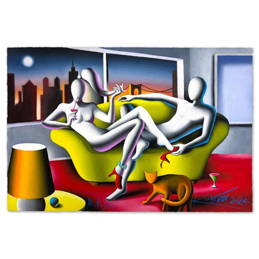 Mark Kostabi, "Perfection at Twilight" Limited Edition, MP Numbered 9/15 and Hand Signed with Letter of Authenticity.