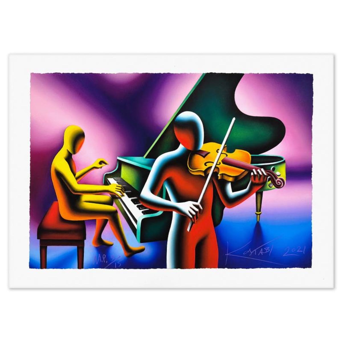 Mark Kostabi, "Reflection for Viola" Limited Edition, MP Numbered 9/15 and Hand Signed with Letter of Authenticity.