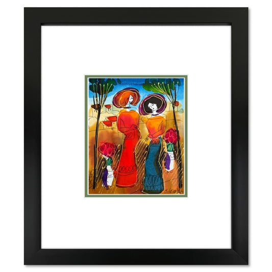 Moshe Leider, Framed Original Mixed Media Watercolor Painting, Hand Signed with Letter of Authenticity.