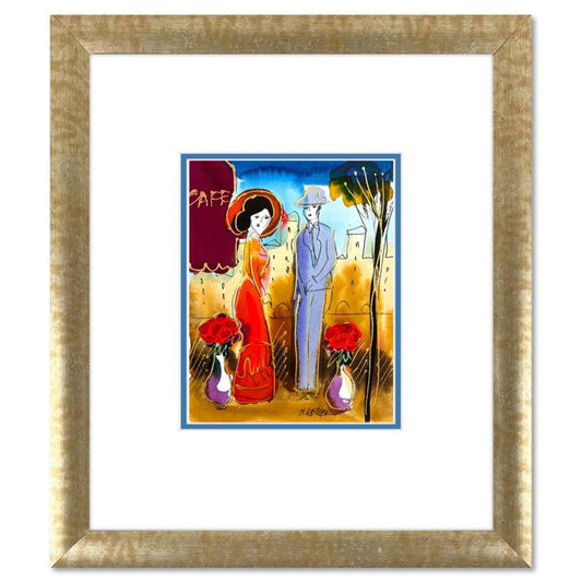 Moshe Leider, Framed Original Mixed Media Watercolor Painting, Hand Signed with Letter of Authenticity.