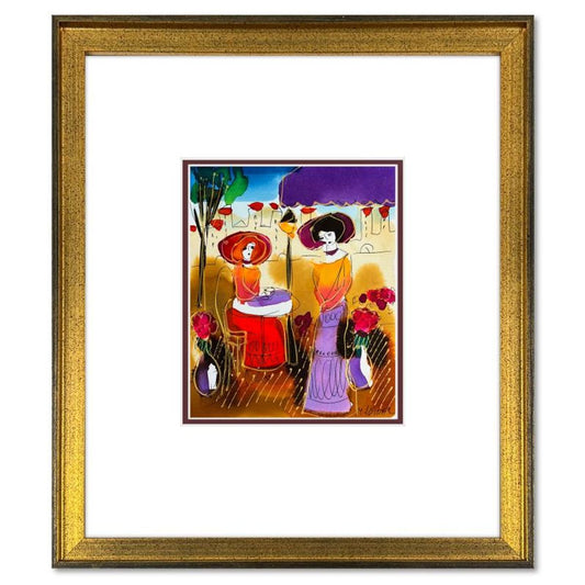 Moshe Leider, Framed Original Mixed Media Watercolor Painting, Hand Signed with Letter of Authenticity.