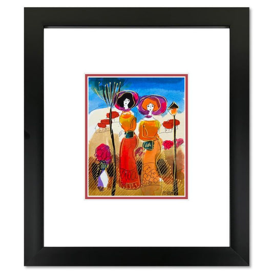 Moshe Leider, Framed Original Mixed Media Watercolor Painting, Hand Signed with Letter of Authenticity.
