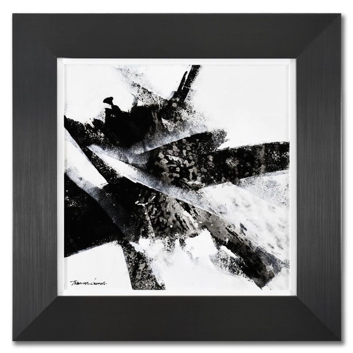 Thomas Leung, "Dancing Color 12" Framed Original Acrylic Painting on Canvas Board, Hand Signed with Letter of Authenticity.
