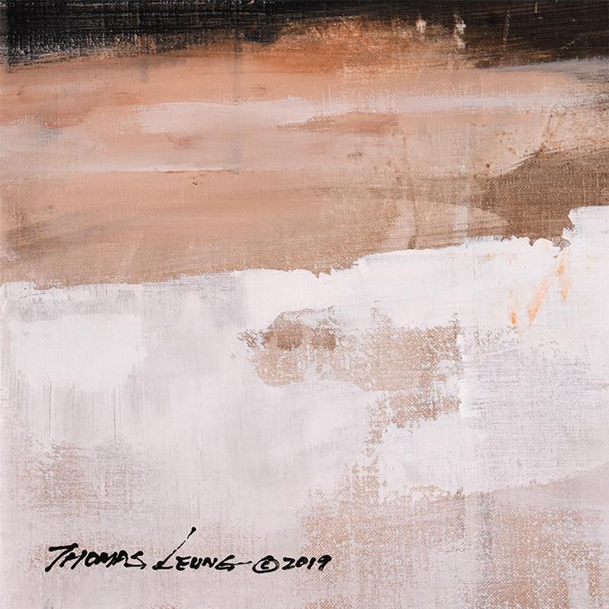 Thomas Leung, "Grisaille Tree Valley" Original Acrylic Painting on Canvas, Hand Signed with Letter of Authenticity.