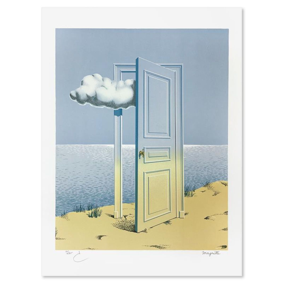 Rene Magritte 1898-1967 (After), "La Victoire" Framed Limited Edition Lithograph, Estate Signed and Numbered 21/275 with Certificate of Authenticity.
