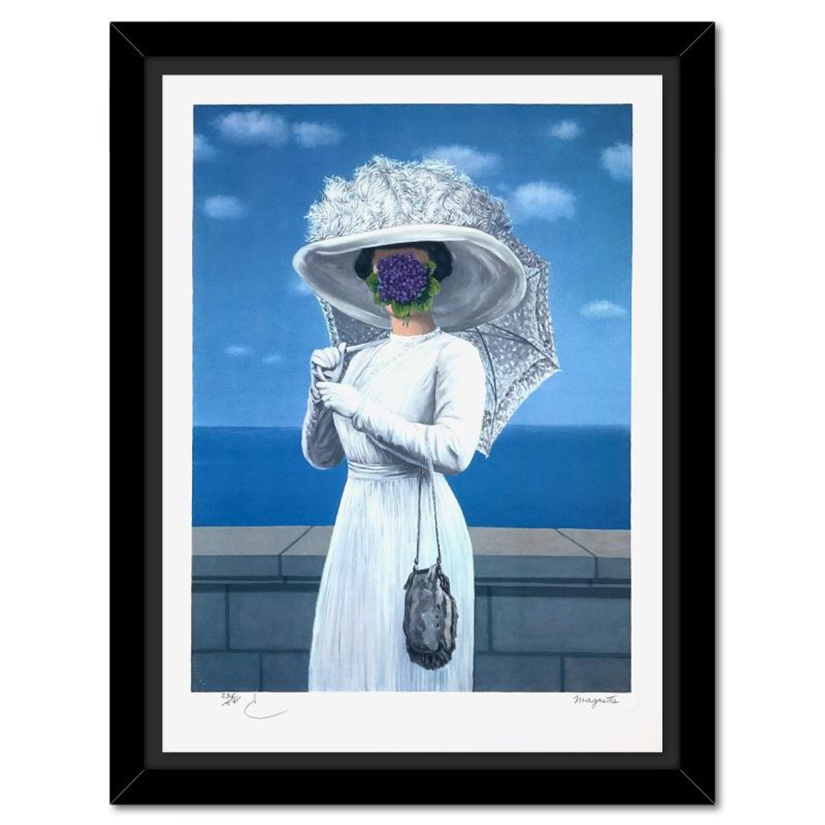 Rene Magritte 1898-1967 (After), "La Grande Guerre" Framed Limited Edition Lithograph, Estate Signed and Numbered 236/275 with Certificate of Authenticity.