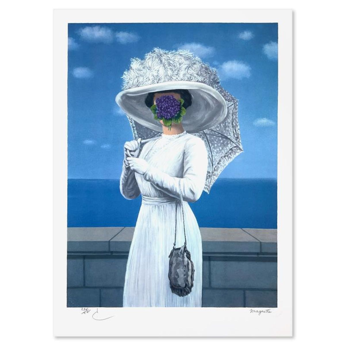 Rene Magritte 1898-1967 (After), "La Grande Guerre" Framed Limited Edition Lithograph, Estate Signed and Numbered 236/275 with Certificate of Authenticity.