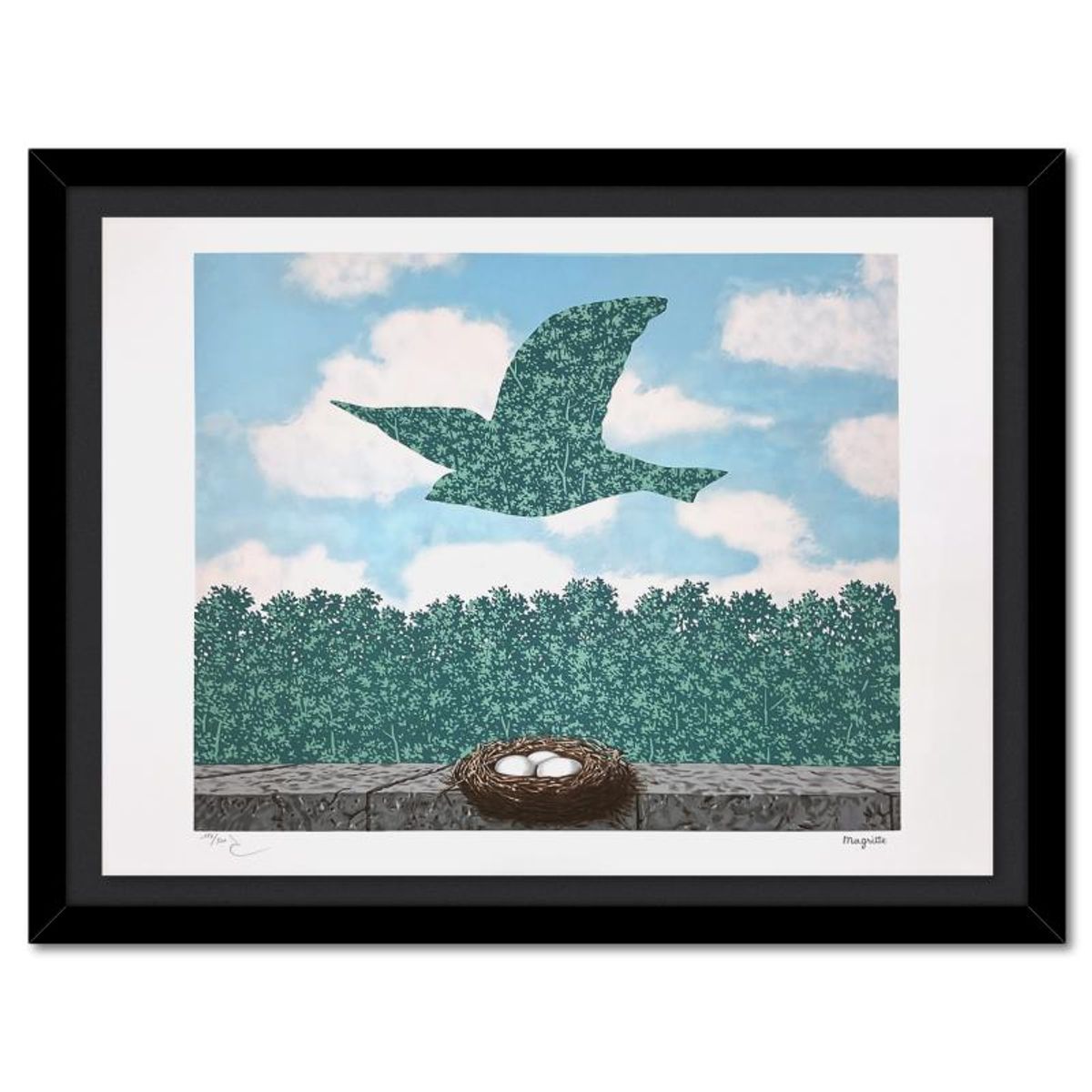 Rene Magritte 1898-1967 (After), "Le Printemps (Spring)" Framed Limited Edition Lithograph, Estate Signed and Numbered 124/300 with Certificate of Authenticity.