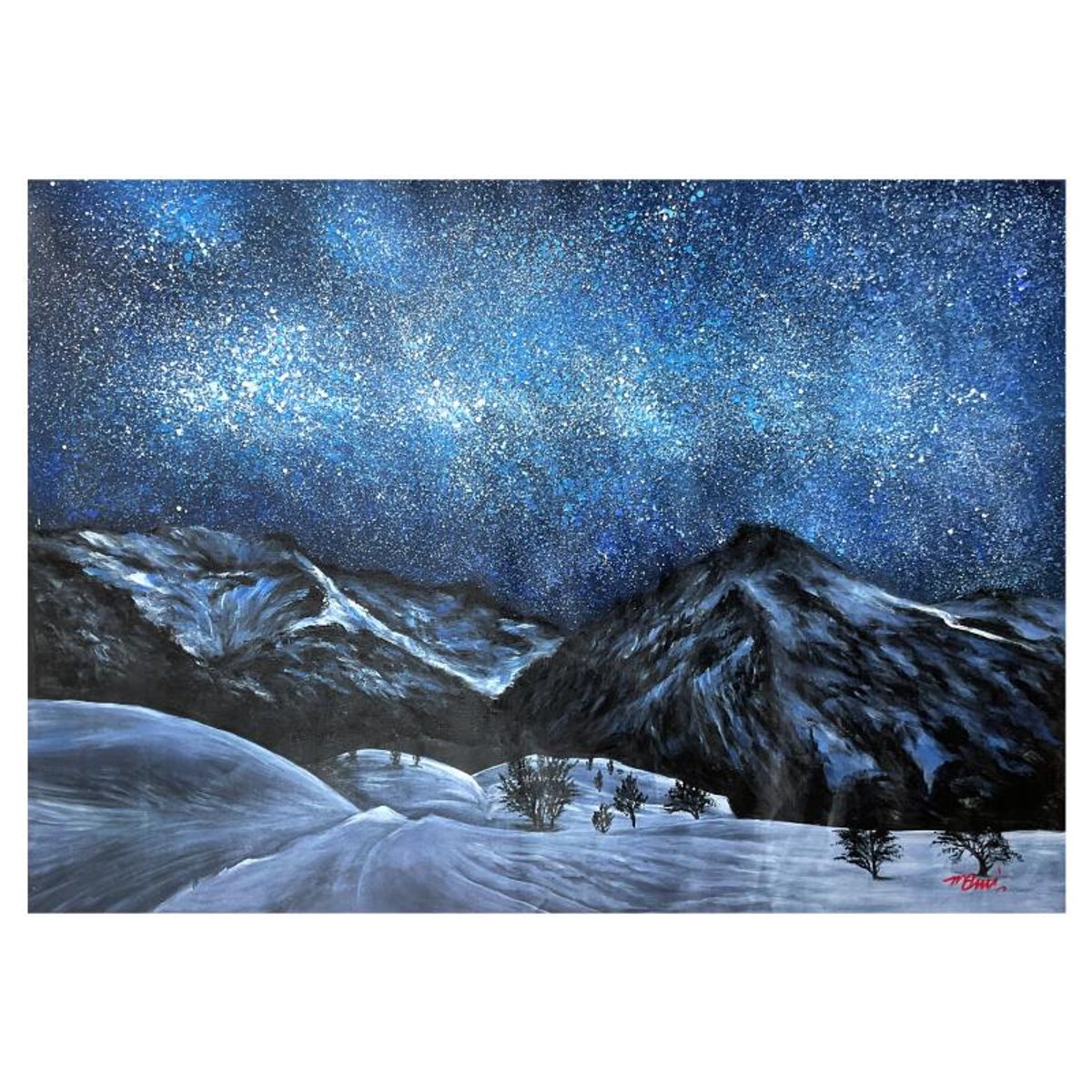 Mani, Original Acrylic Painting on Canvas (35" x 48"), Hand Signed with Letter of Authenticity.
