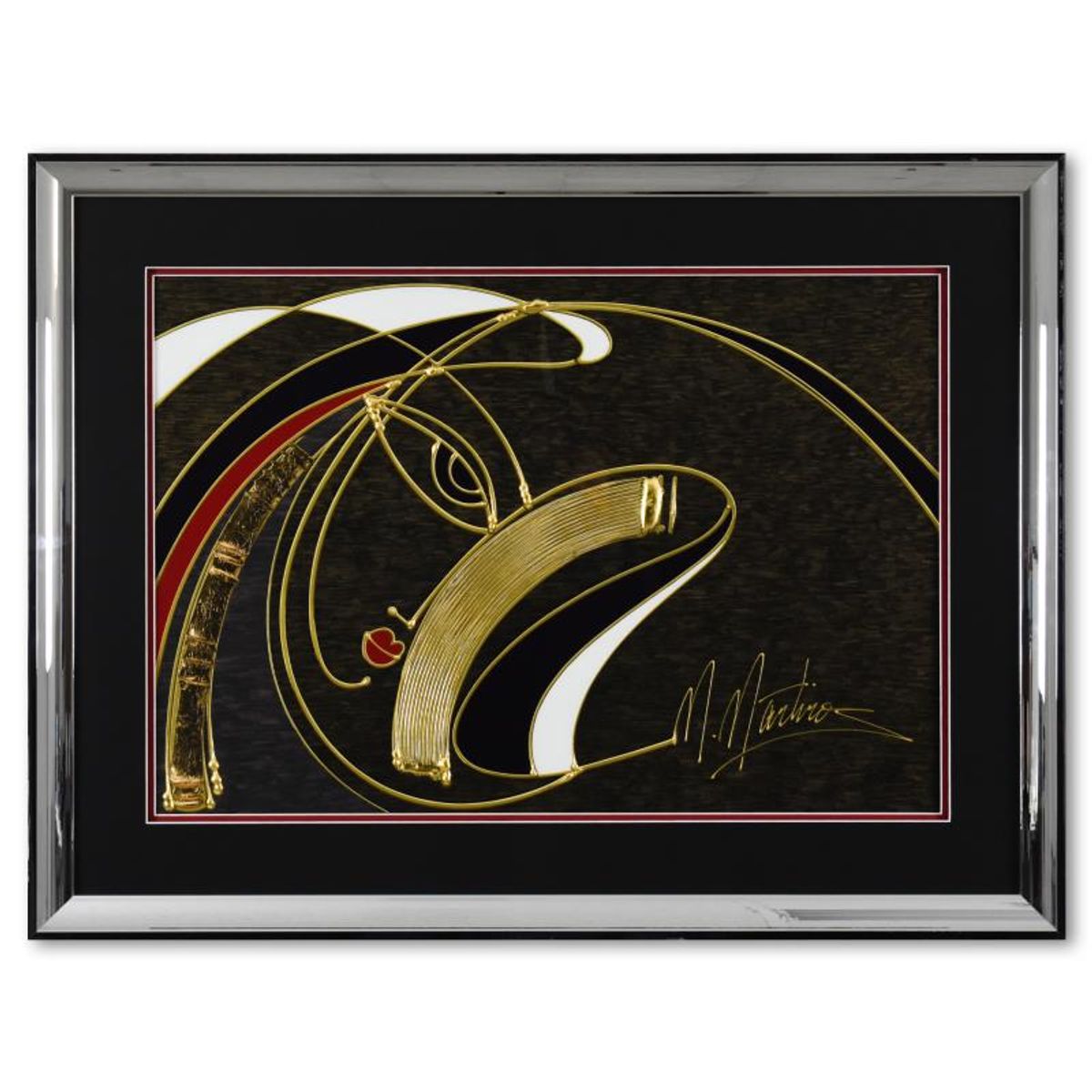 Martiros Manoukian, "Golden Sorrow" Framed Limited Edition Mixed Media Silkscreen, PP Numbered 1/15 and Hand Signed with Letter of Authenticity.