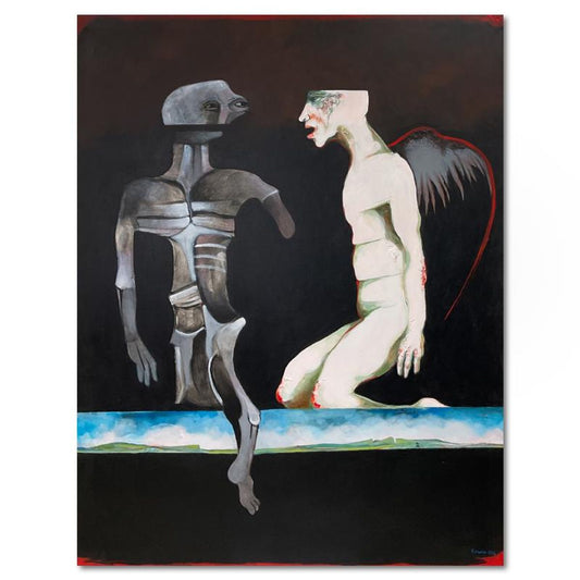 Milton Berwin (1925-2023), Original Painting on Canvas (64" x 50"), Hand Signed with Letter of Authenticity.
