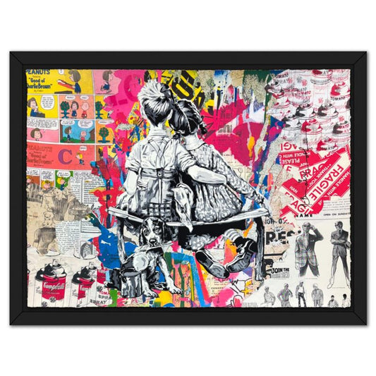 Mr Brainwash, '"Work Well Together" Framed Unique (UNQ) Mixed Media, Hand Signed with Certificate of Authenticity.