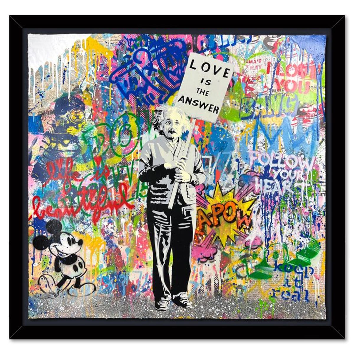 Mr. Brainwash, "Einstein" Framed Mixed Media Original, Hand Signed with Certificate of Authenticity.