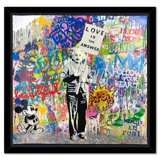 Mr. Brainwash, "Einstein" Framed Mixed Media Original, Hand Signed with Certificate of Authenticity.
