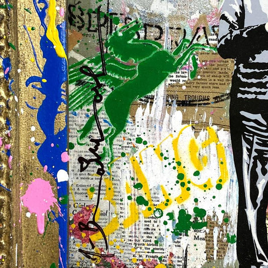 Mr Brainwash, "Einstein" Splash Framed Mixed Media Original on Canvas Panel, Hand Signed with Certificate of Authenticity.