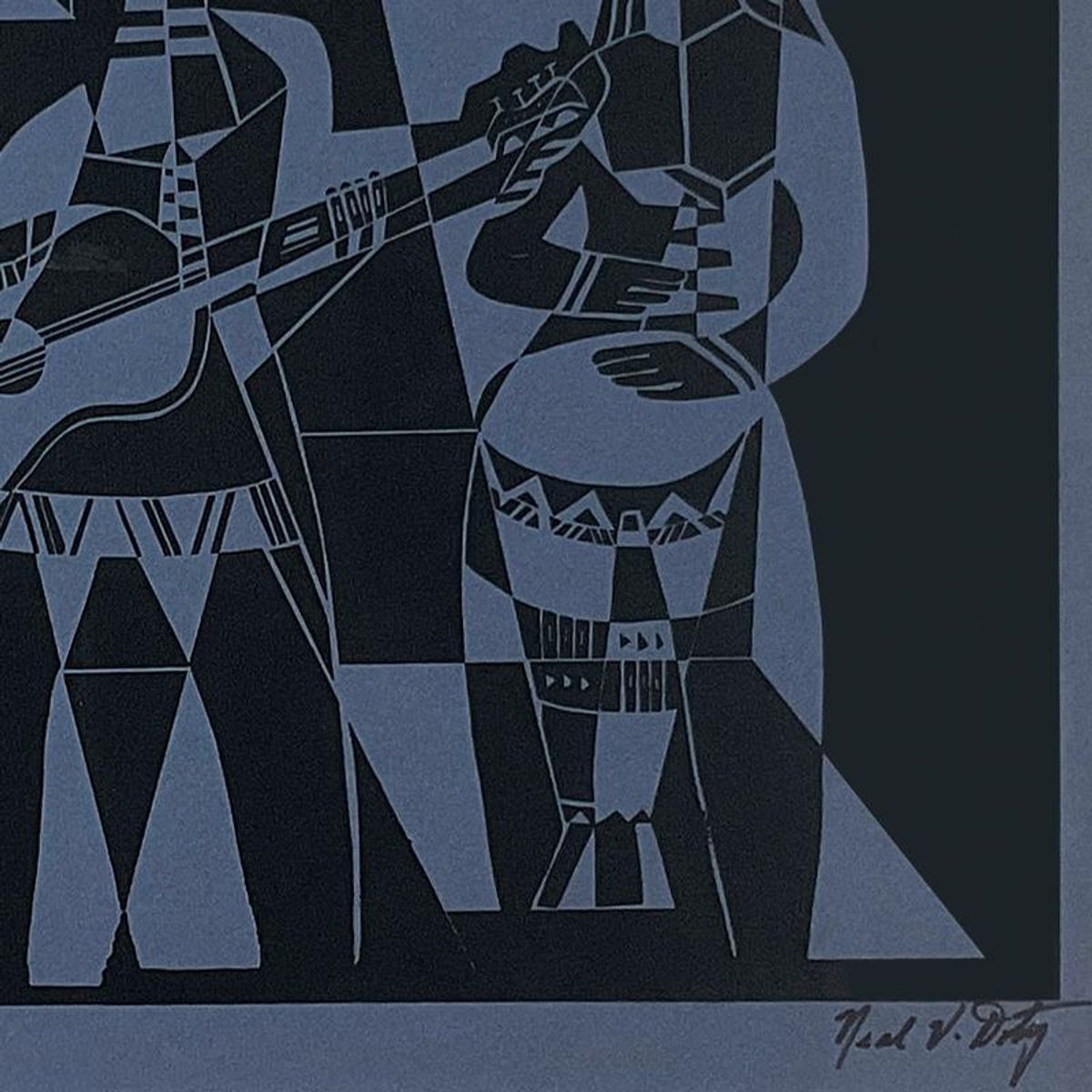 Neal Doty (1941-2016), "California Jam" Framed One-of-a-Kind Linocut, Hand Signed with Letter of Authenticity.