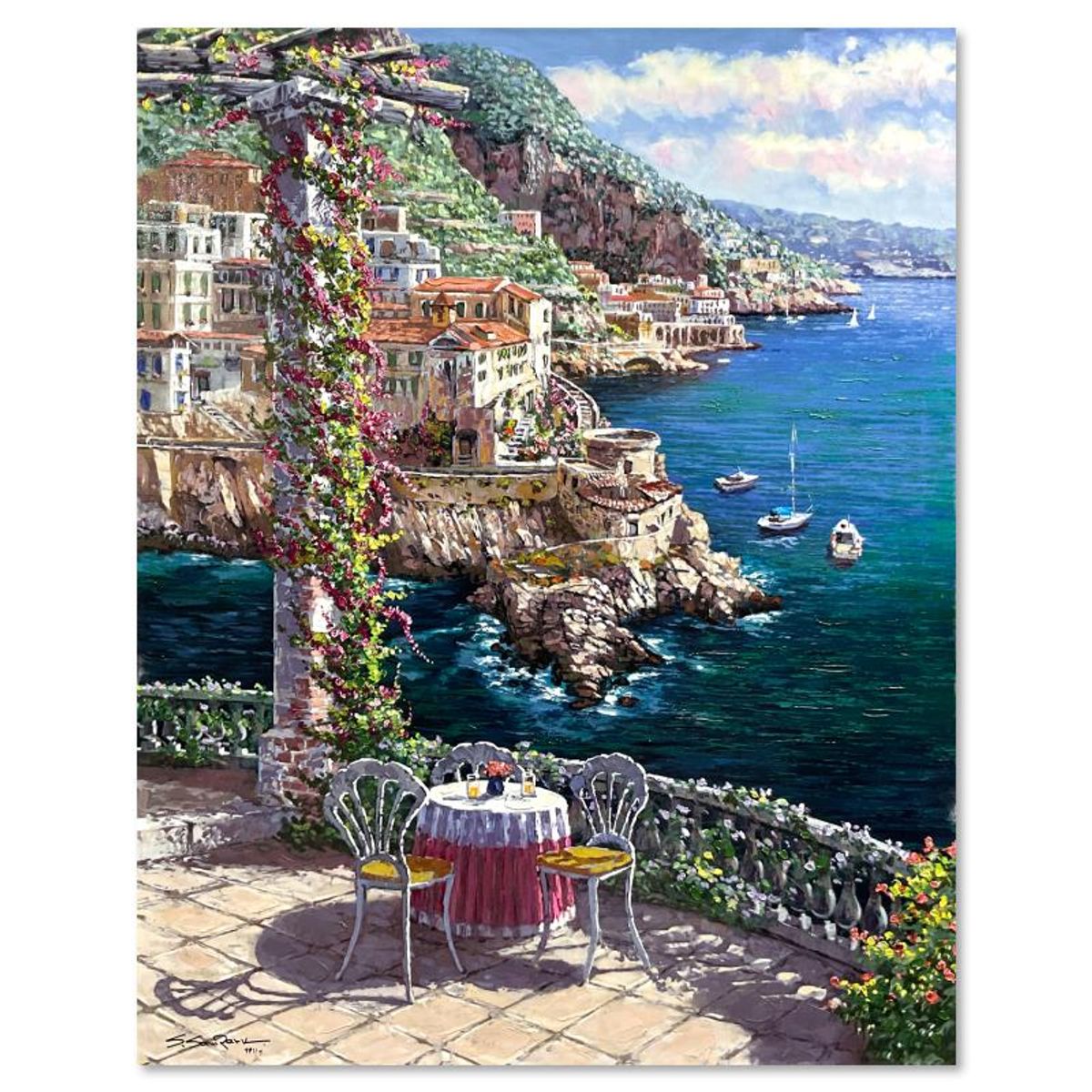 Sam Park, "Amalfi Vista" Hand Embellished Limited Edition Printer's Proof on Canvas (30" x 24"), Numbered 1/5 and Hand Signed with Letter of Authenticity.