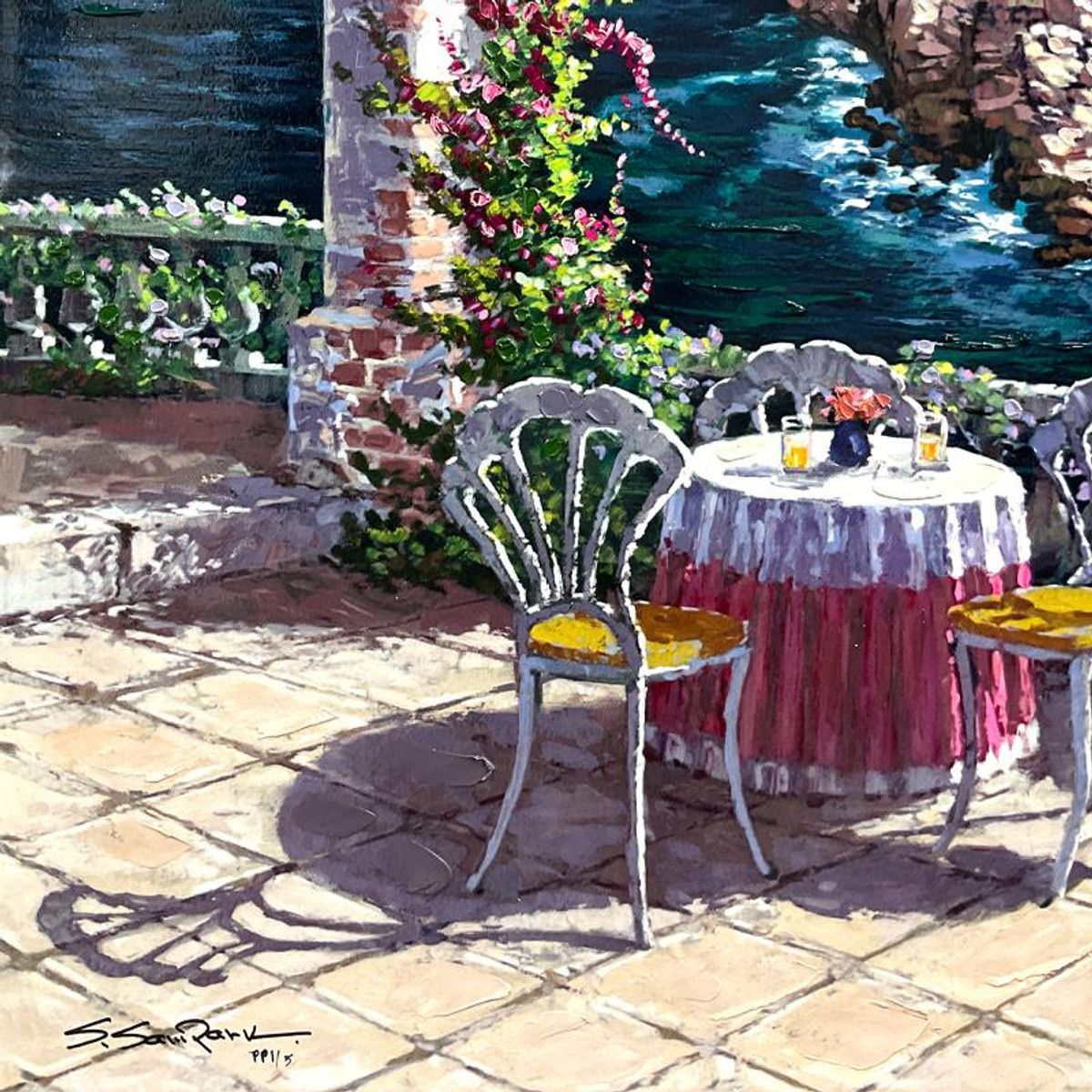 Sam Park, "Amalfi Vista" Hand Embellished Limited Edition Printer's Proof on Canvas (30" x 24"), Numbered 1/5 and Hand Signed with Letter of Authenticity.