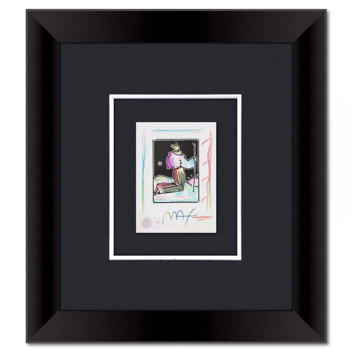 Peter Max, Framed One-of-a-Kind Mixed Media, Hand Signed with Registration Number Certifying Authenticity.